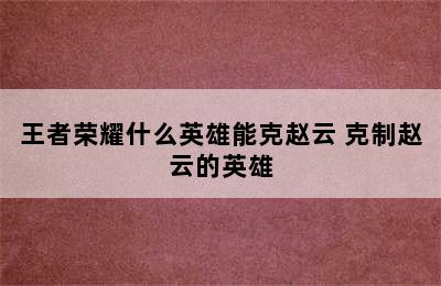 王者荣耀什么英雄能克赵云 克制赵云的英雄